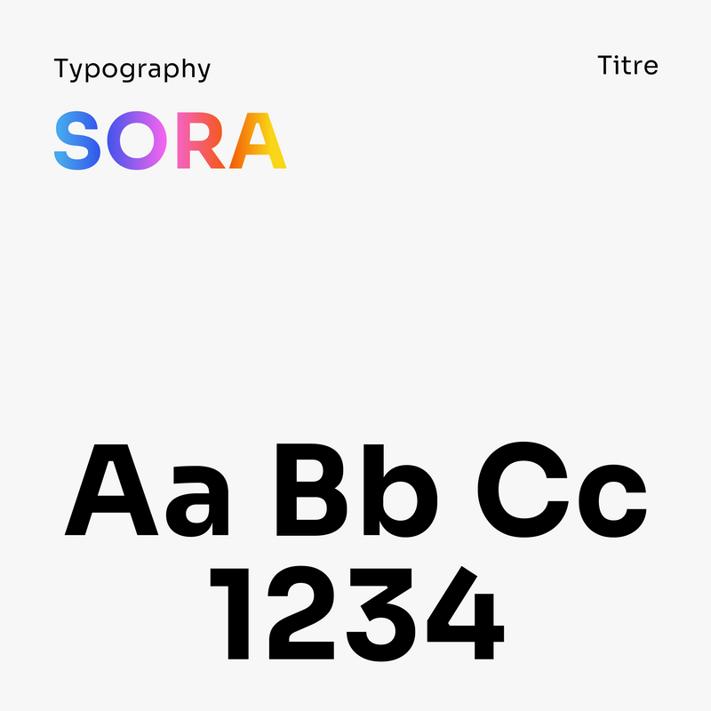 Typographie Sora destinée aux titres de l’identité A Kind of Magic, avec exemples de lettres et de chiffres.