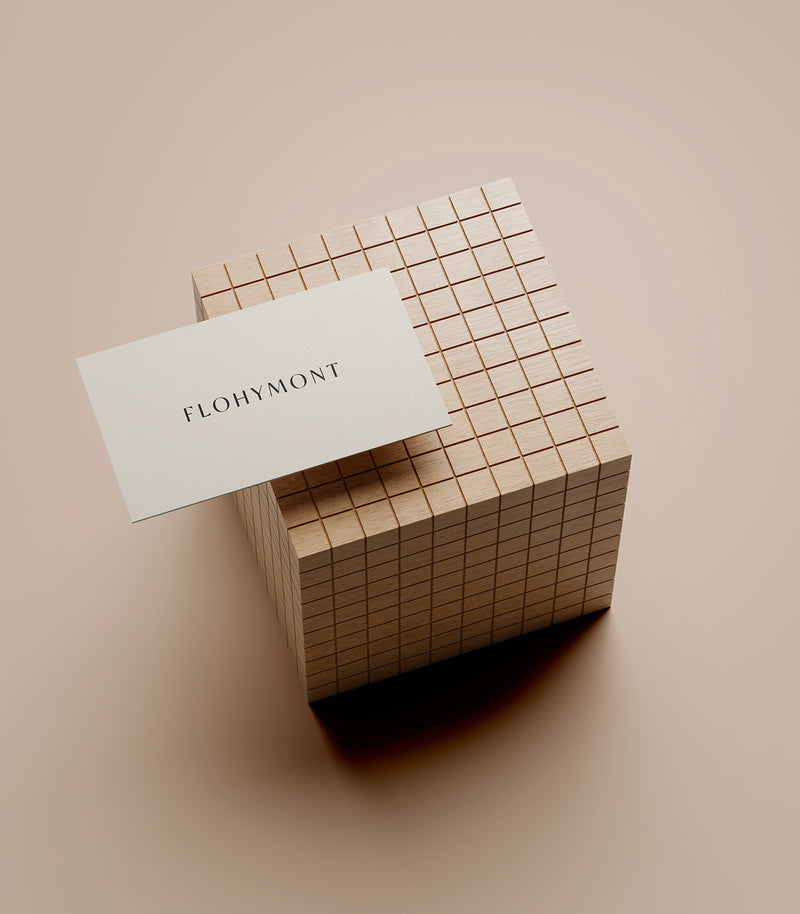 Présentation du logo Flohymont dans un projet de design de marque et identité visuelle minimaliste.