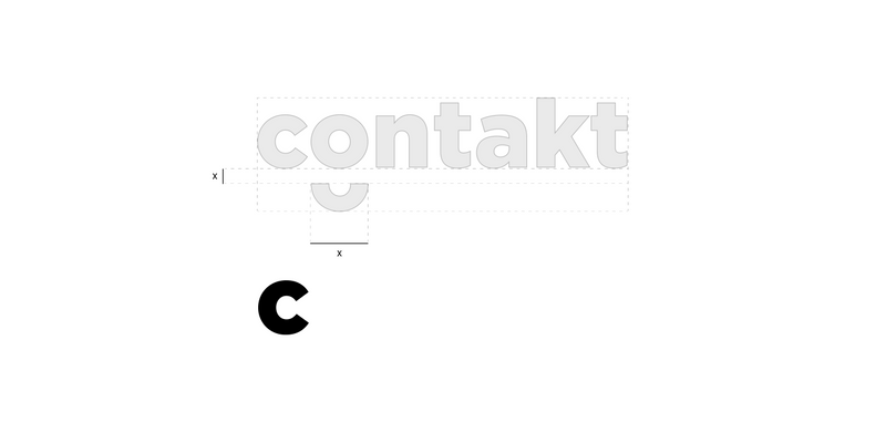 Construction du logo avec grille de proportions illustrant le design d’une identité visuelle.