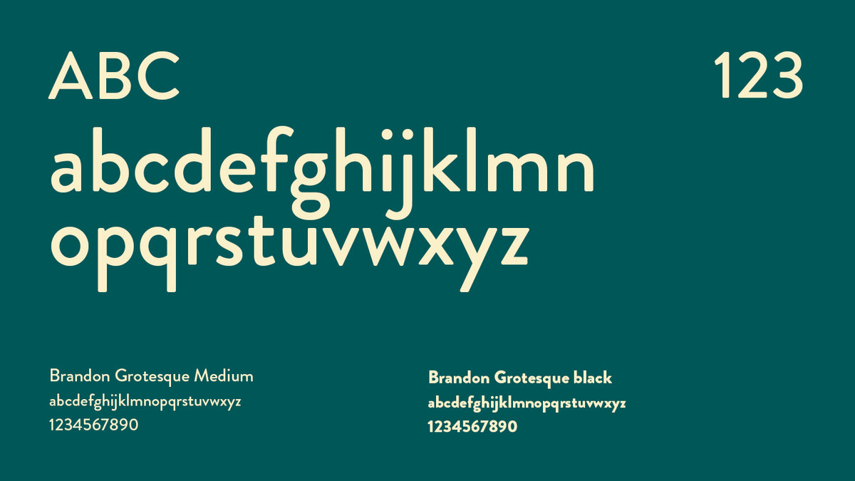 Présentation de la typographie utilisée pour l’identité visuelle Félix Richy Paysage, avec alphabet et styles illustrant un univers moderne et naturel.