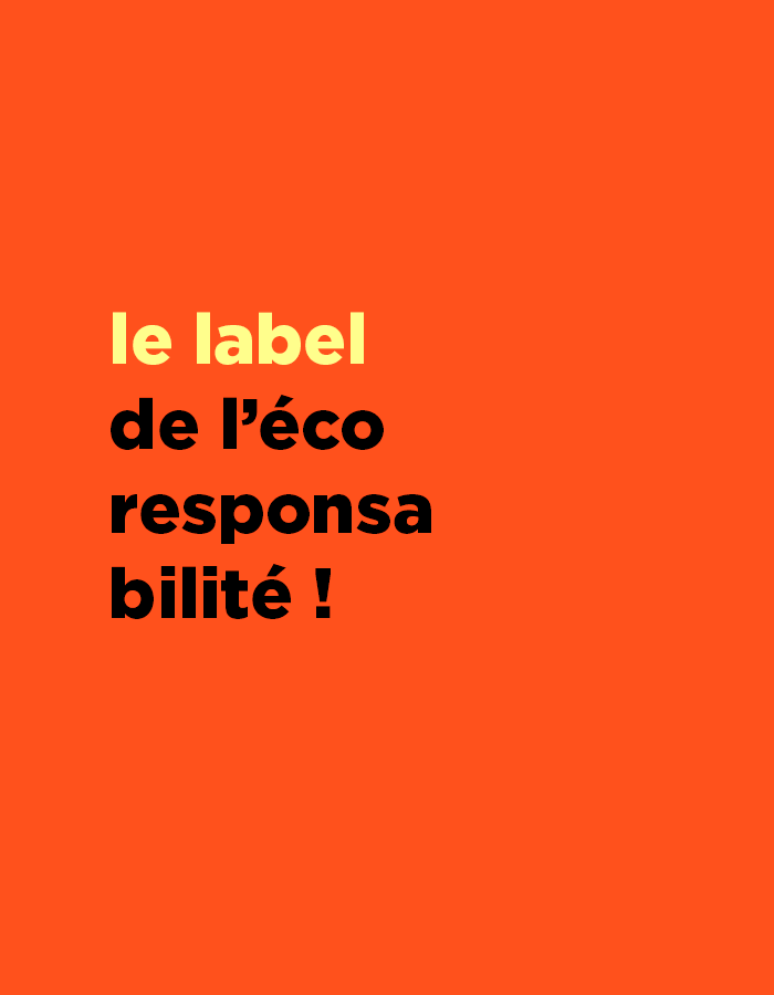 Visuel graphique annonçant un label d’éco-responsabilité pour une marque ou un restaurant engagé dans une démarche durable.