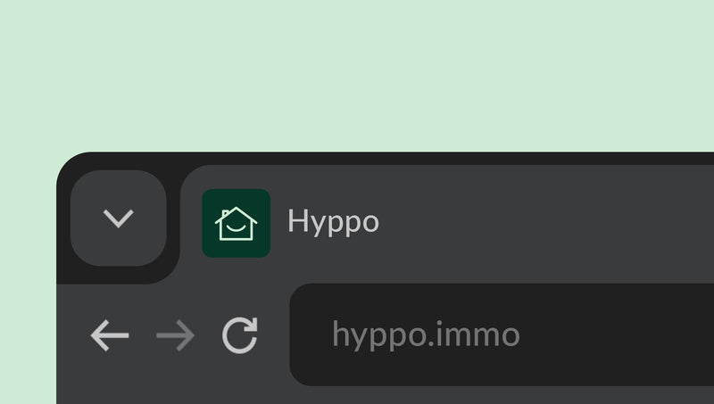 Barre de navigation d’un navigateur affichant le site hyppo.immo, plateforme digitale dédiée à l’immobilier et à la gestion de patrimoine.