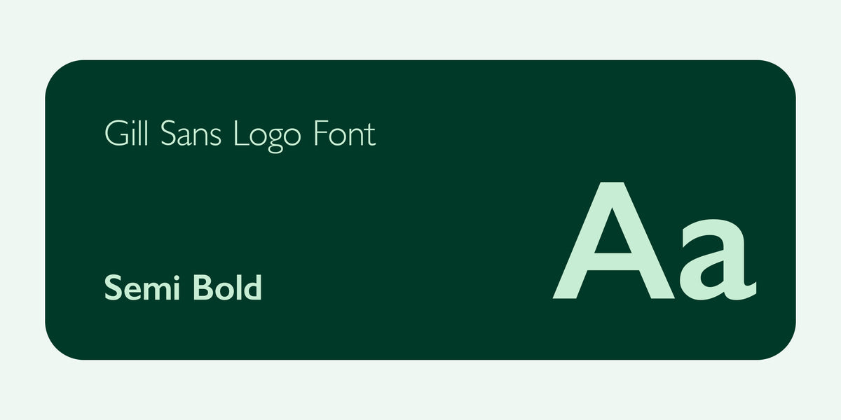 Exemple de typographie Gill Sans Semi Bold utilisée pour un logo dans une charte graphique de marque.