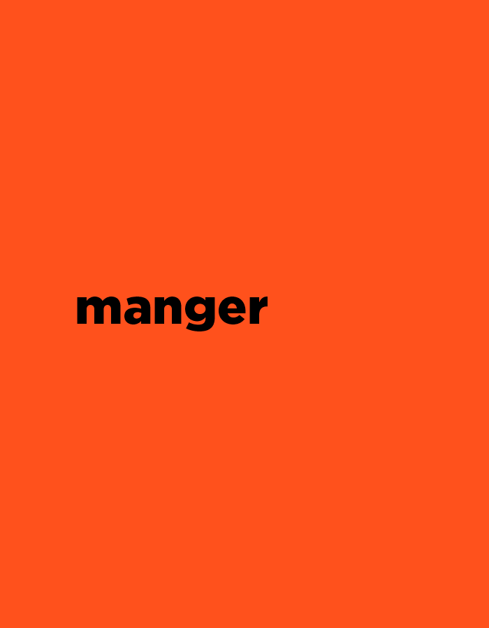 Mot « manger » en typographie noire sur fond orange dans une identité visuelle liée à la restauration durable.